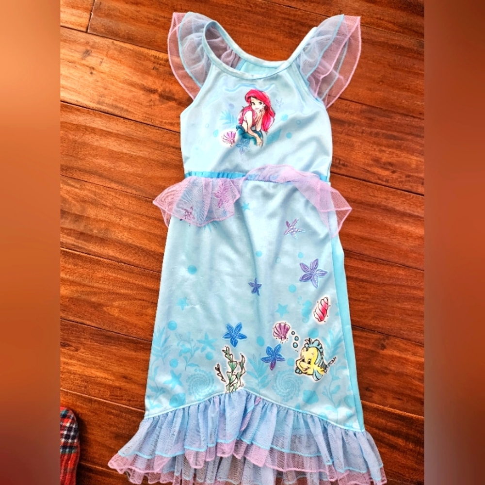 Disney Little Mermaid Themed Dress with Ruffle Sleeves - Size Small